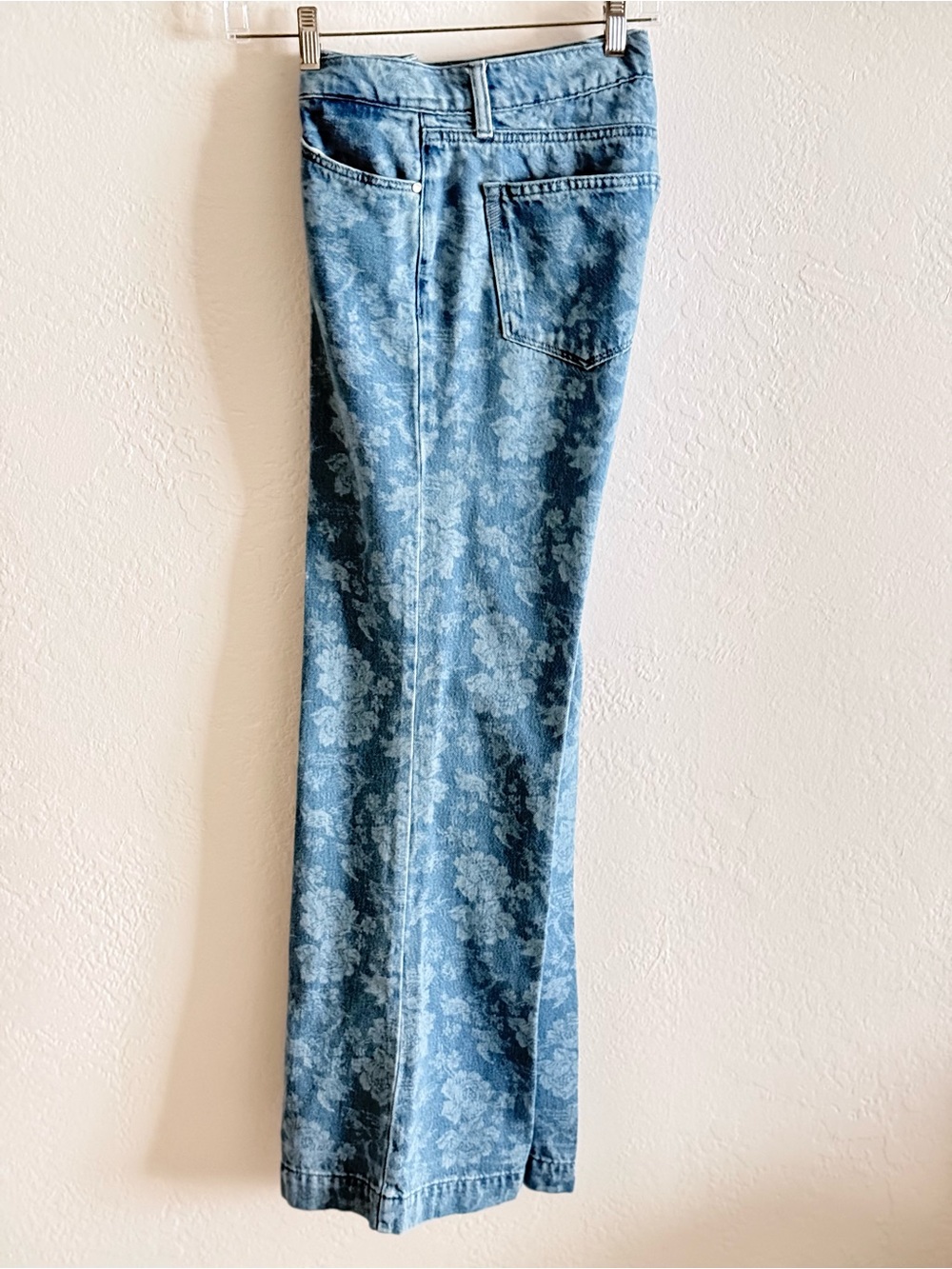 PAIGE Sonja Wide Leg Jeans Ava Jacquard Toile Floral Blue Size 29 - Picture 4 of 10